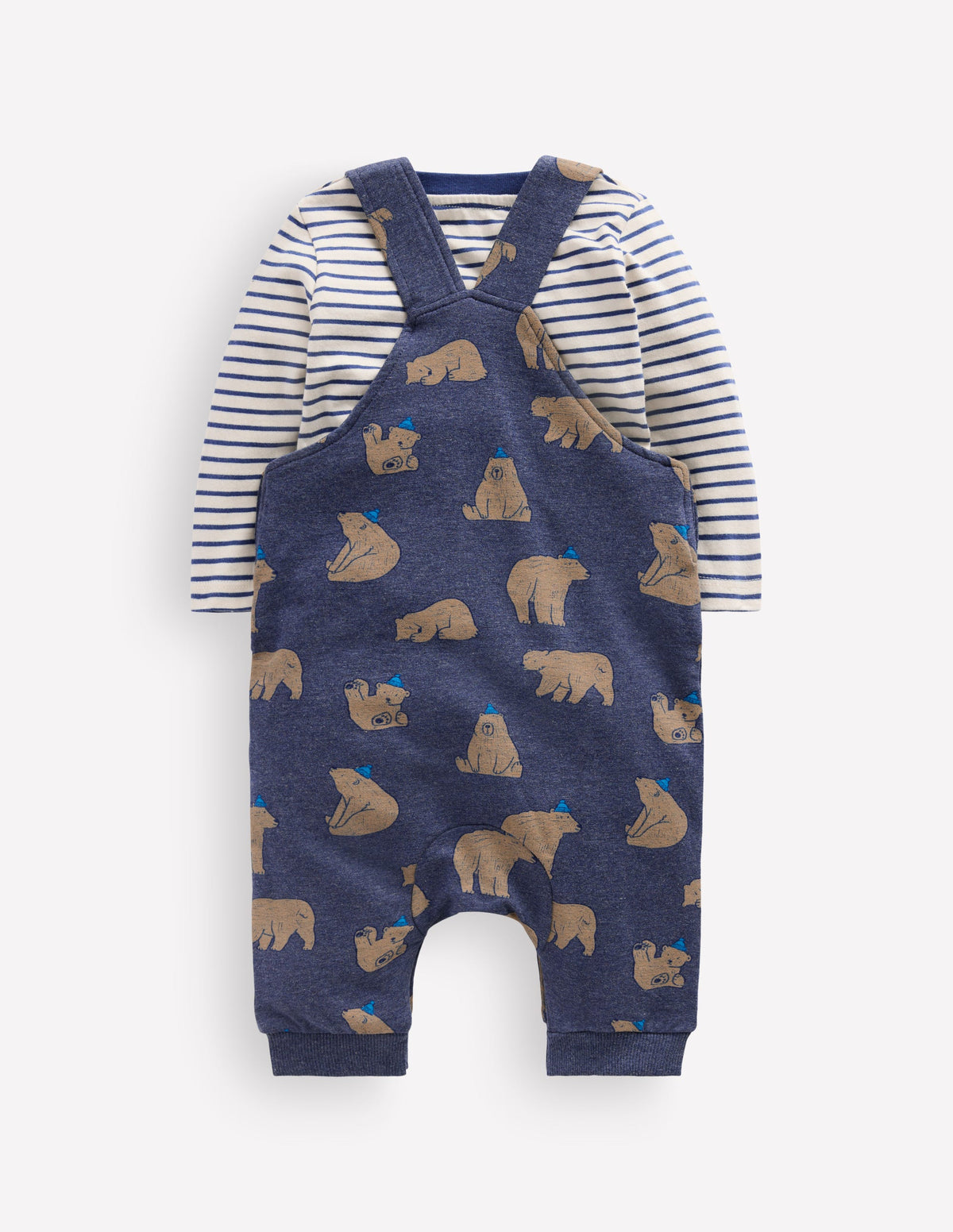 Ensemble avec salopette en jersey-Oursons bleu marine - Image 3