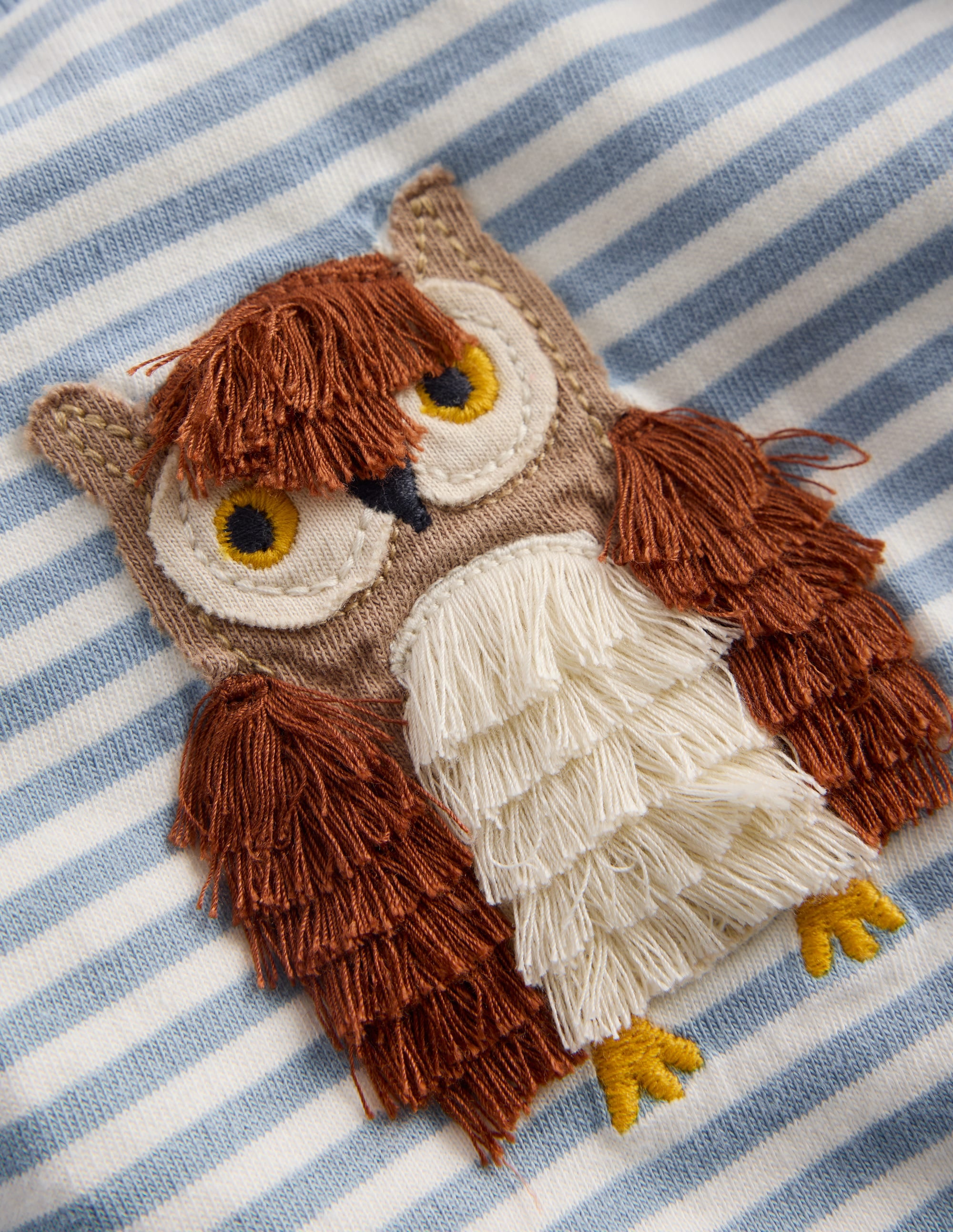 T-shirt manches longues à appliqué-Hibou bleu - Image 3