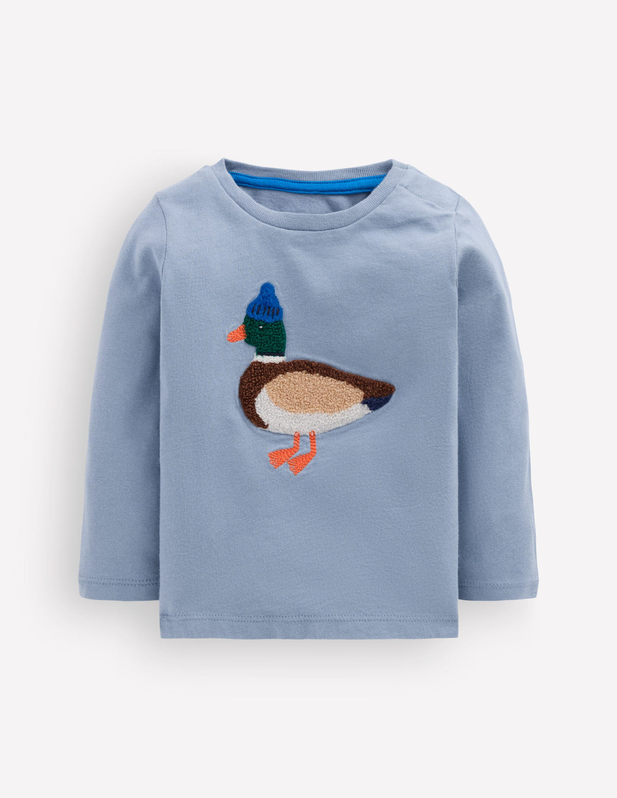 T-shirt manches longues à appliqué-Canard bleu français-1