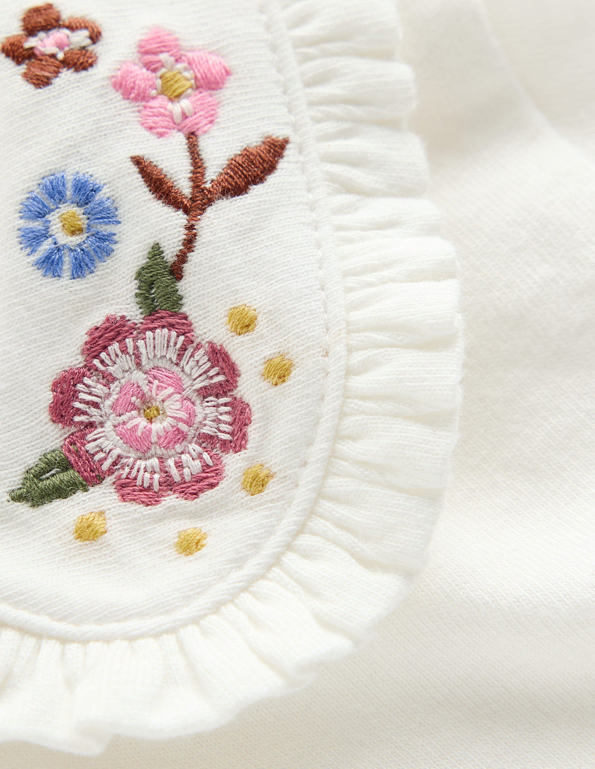 Collared Jersey Set-Ivory/Pink Embroidered - Image 3