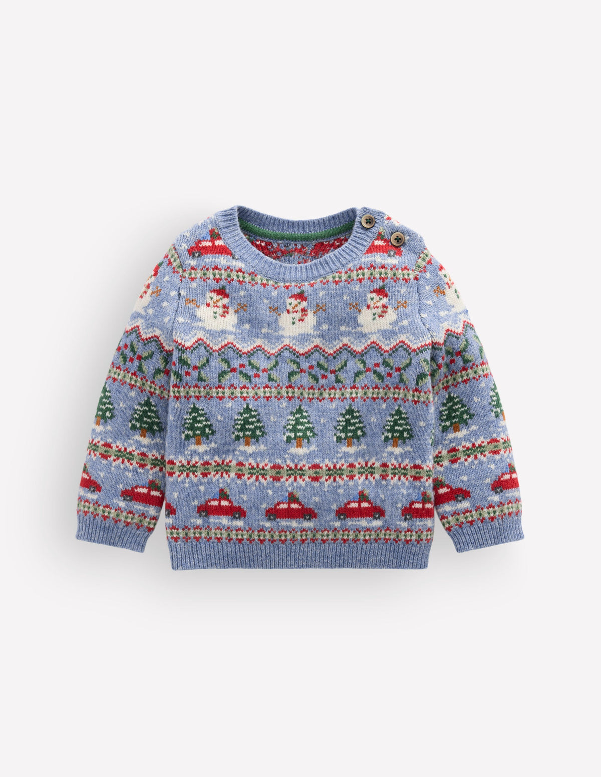 Fair-Isle-Pullover-Gletscherblau Festlich Fair-Isle-Muster - Image 1