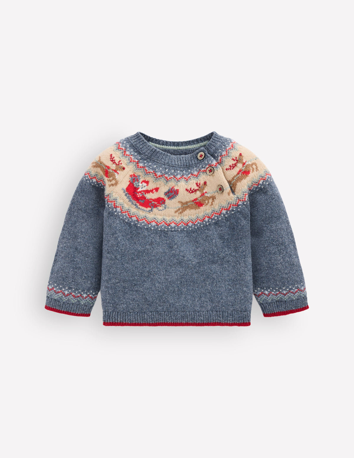Pull motif jacquard-Bureau de poste polaire bleu denim chiné-3