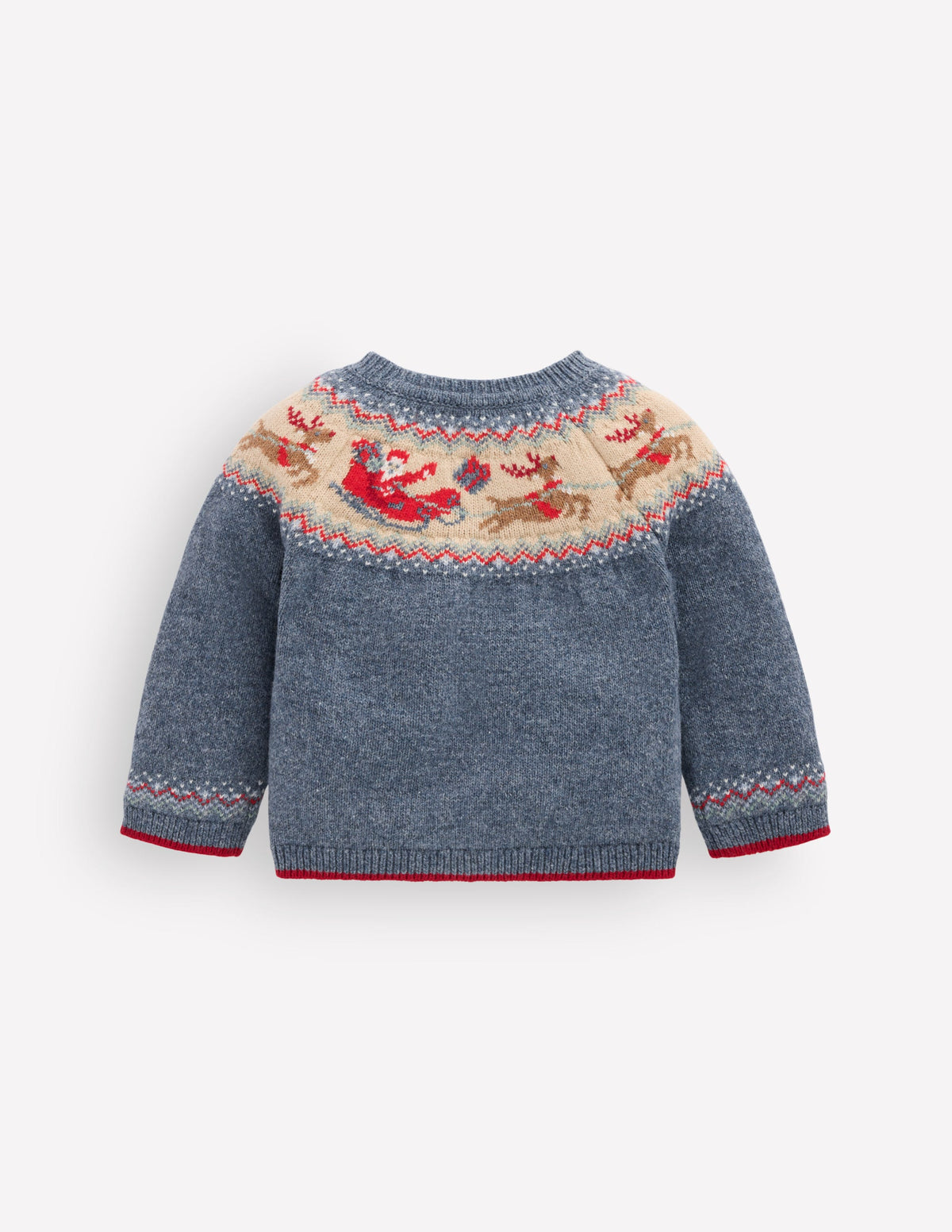 Pull motif jacquard-Bureau de poste polaire bleu denim chiné-4