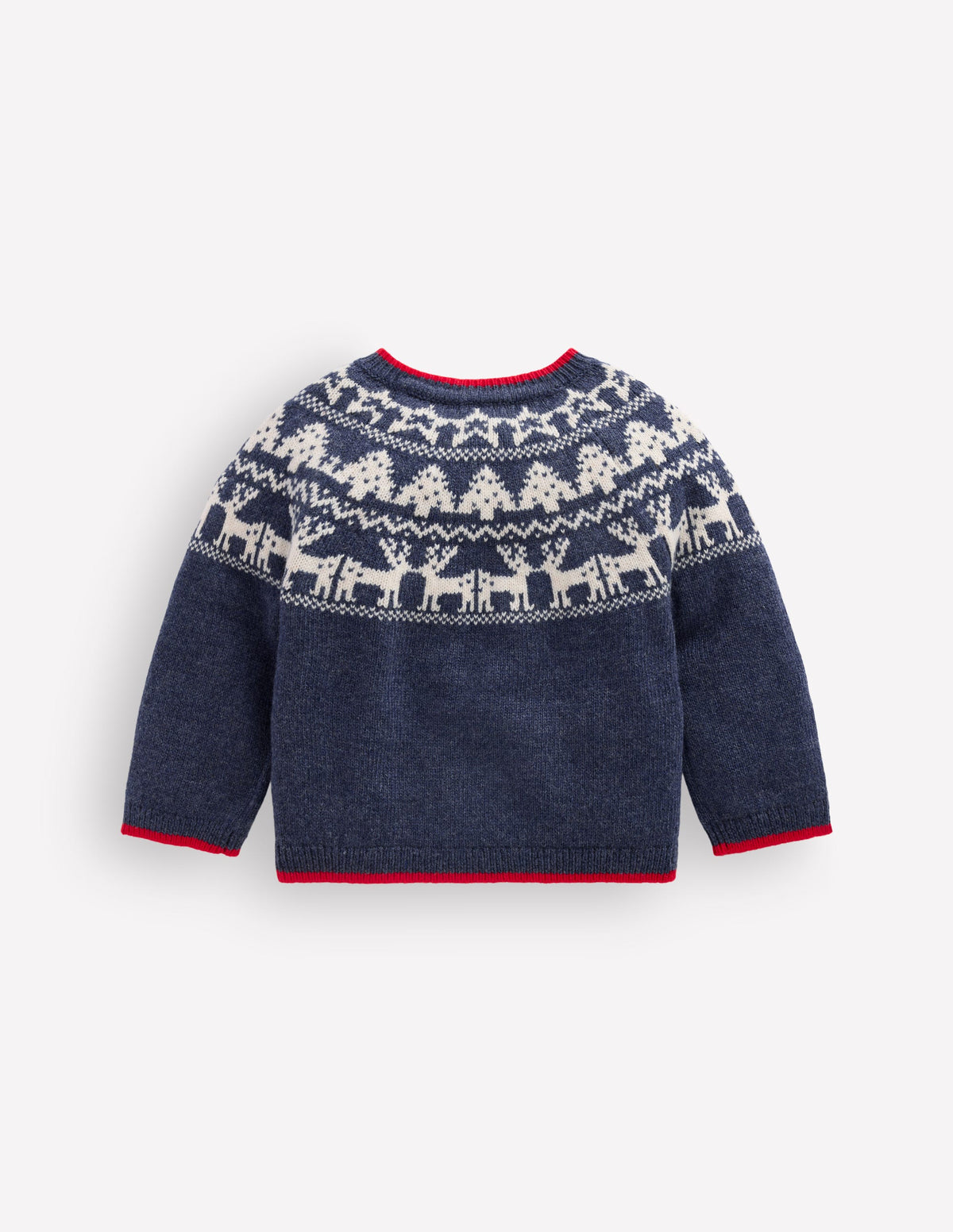 Pull motif jacquard-Motif festif bleu marine universitaire chiné-2