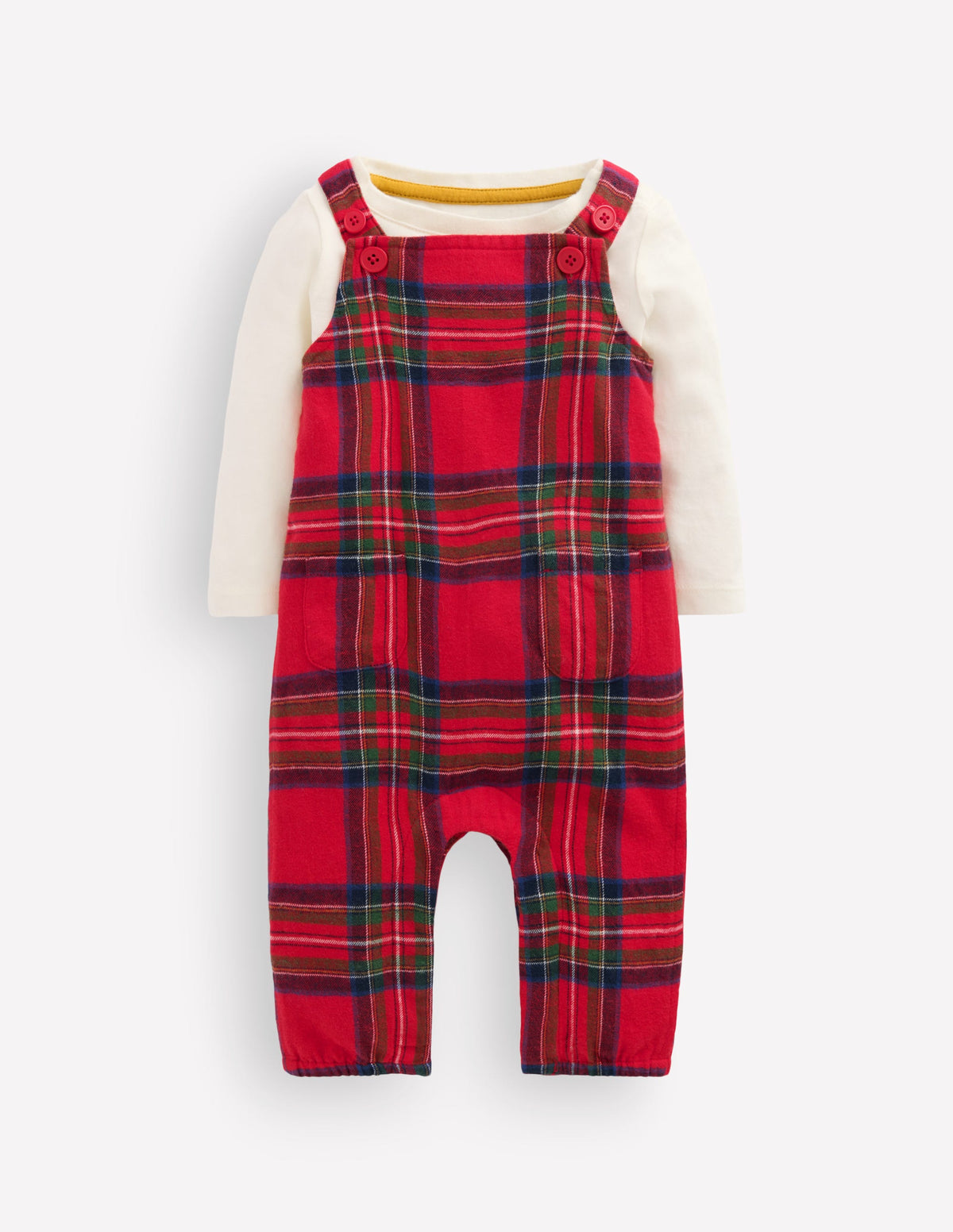 Strampler-Set mit Taschen vorn-Rot Familienkaro-1
