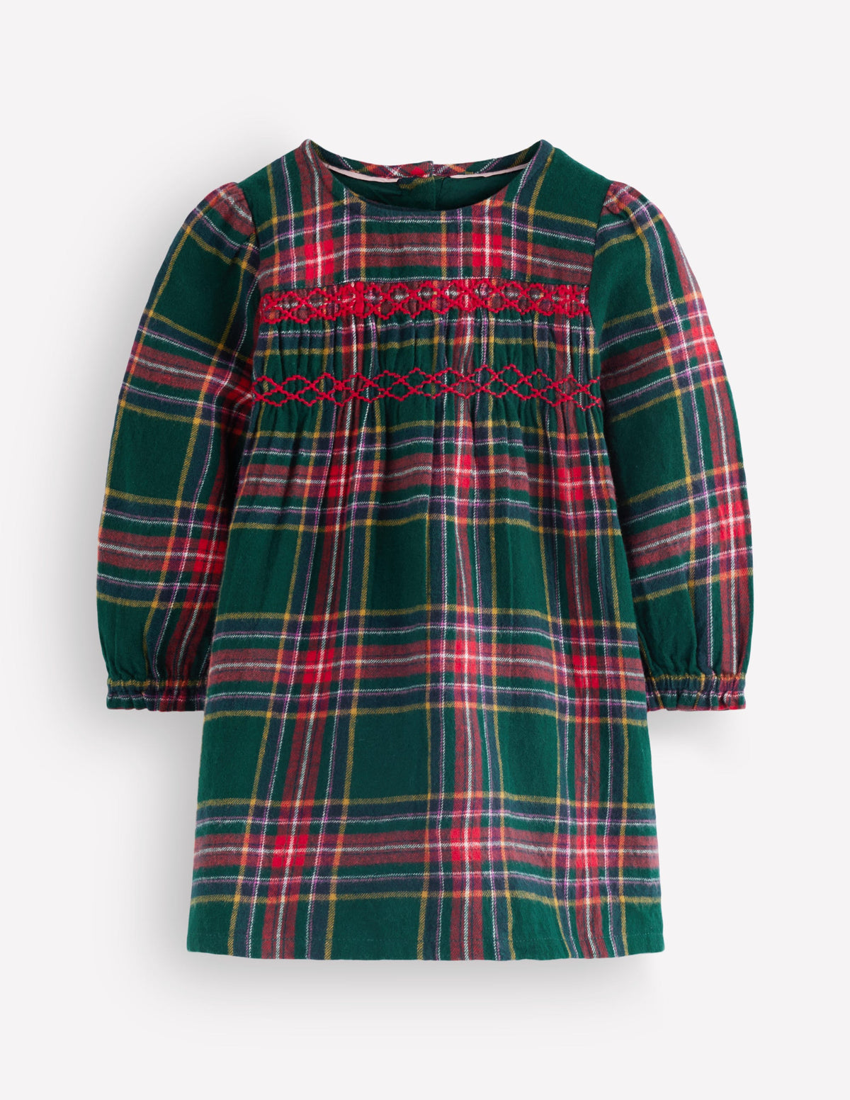 Smocked Occasion Dress-Green Family Check - Image 5