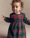 Smocked Occasion Dress-Green Family Check