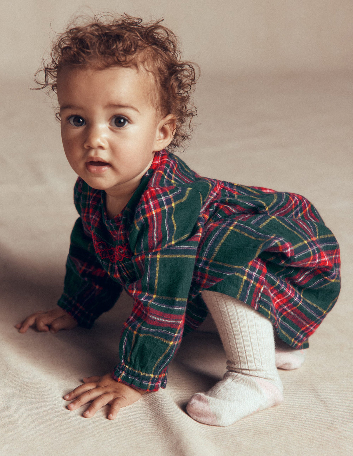 Smocked Occasion Dress-Green Family Check - Image 2