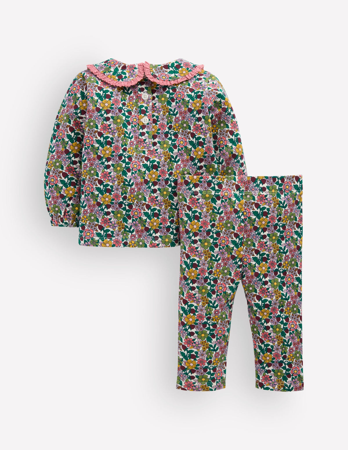 Sweatshirt-Set mit hübschem Kragen-Himbeer Blumenmuster - Image 3
