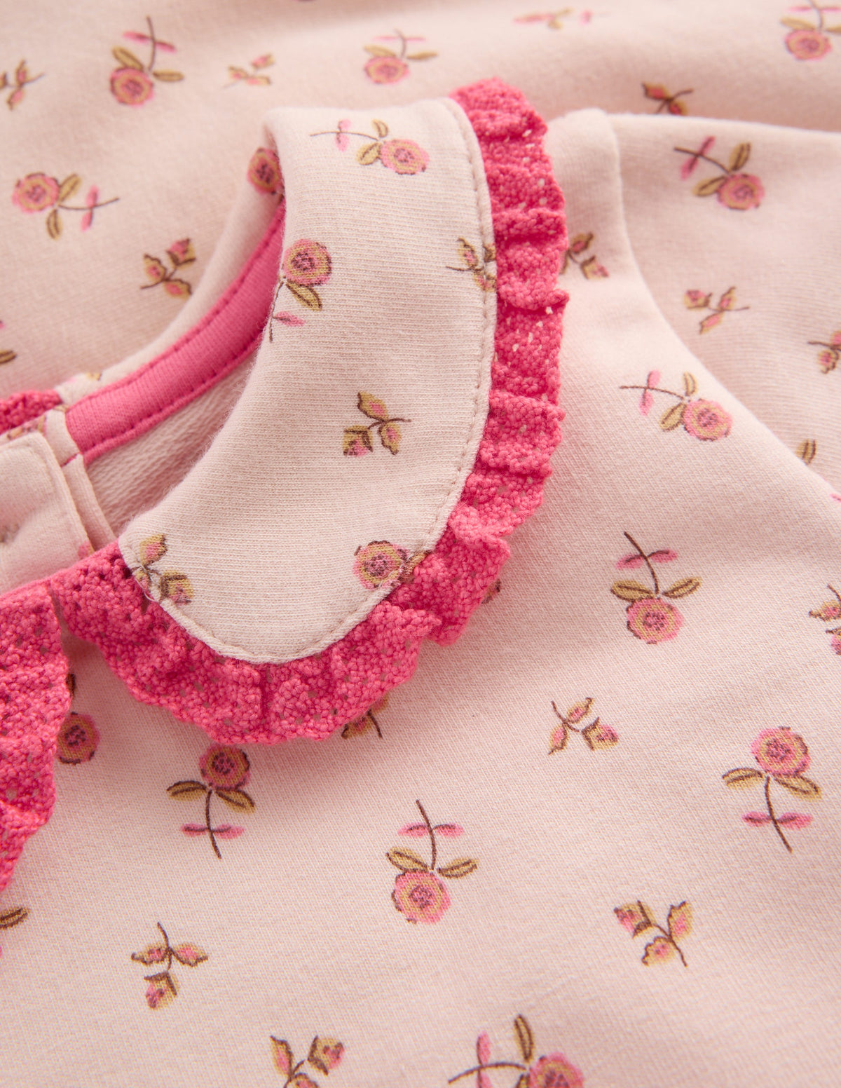 Sweatshirt-Set mit hübschem Kragen-Botanisch Rosa Kleines Blumenmuster-2