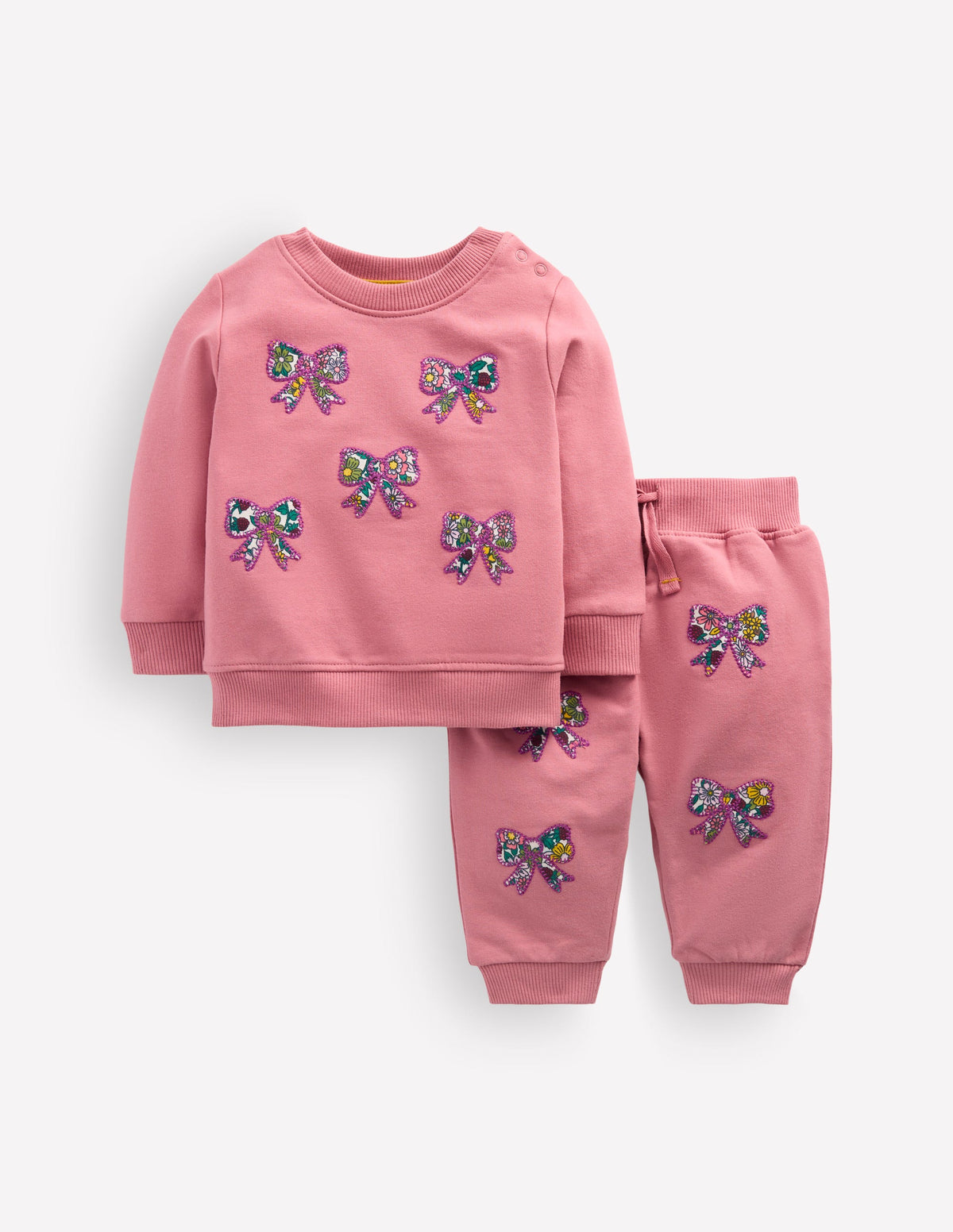 Sweatshirt-Set mit Applikation-Vintage-Rosa Schleifen-Applikation - Image 1