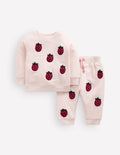 Sweatshirt-Set mit Applikation-Haferbeige Himbeeren