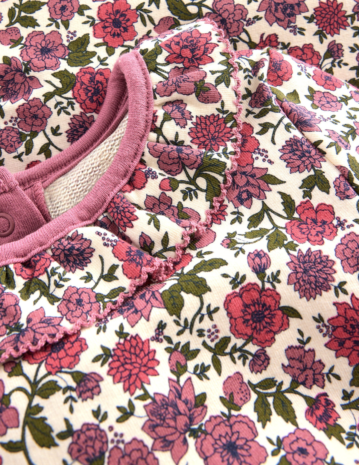 Sweatshirt-Set mit Rüschenausschnitt-Vintage-Rosa Blumenbeet - Image 2