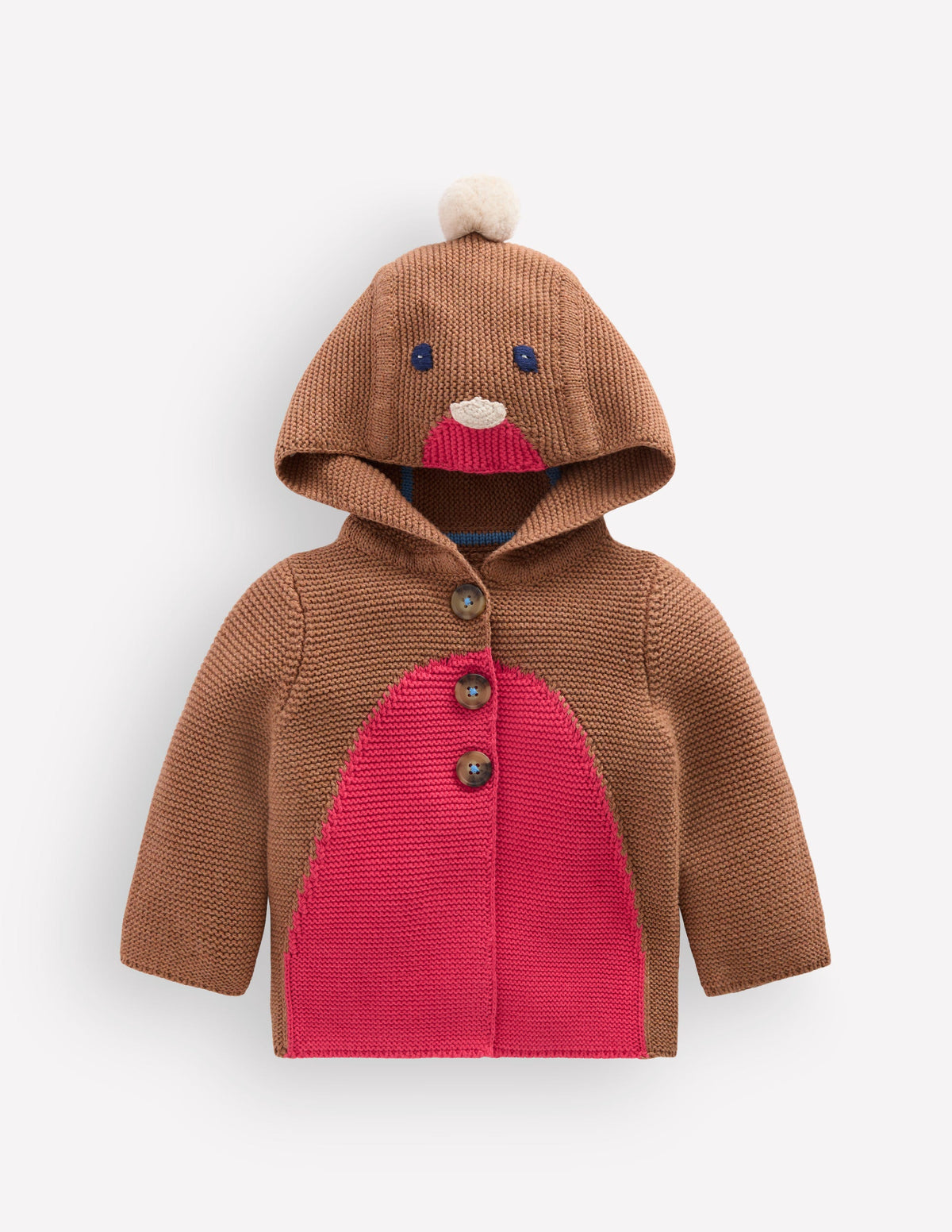 Novelty Cotton Knitted Jacket-Soft Brown Robin-1