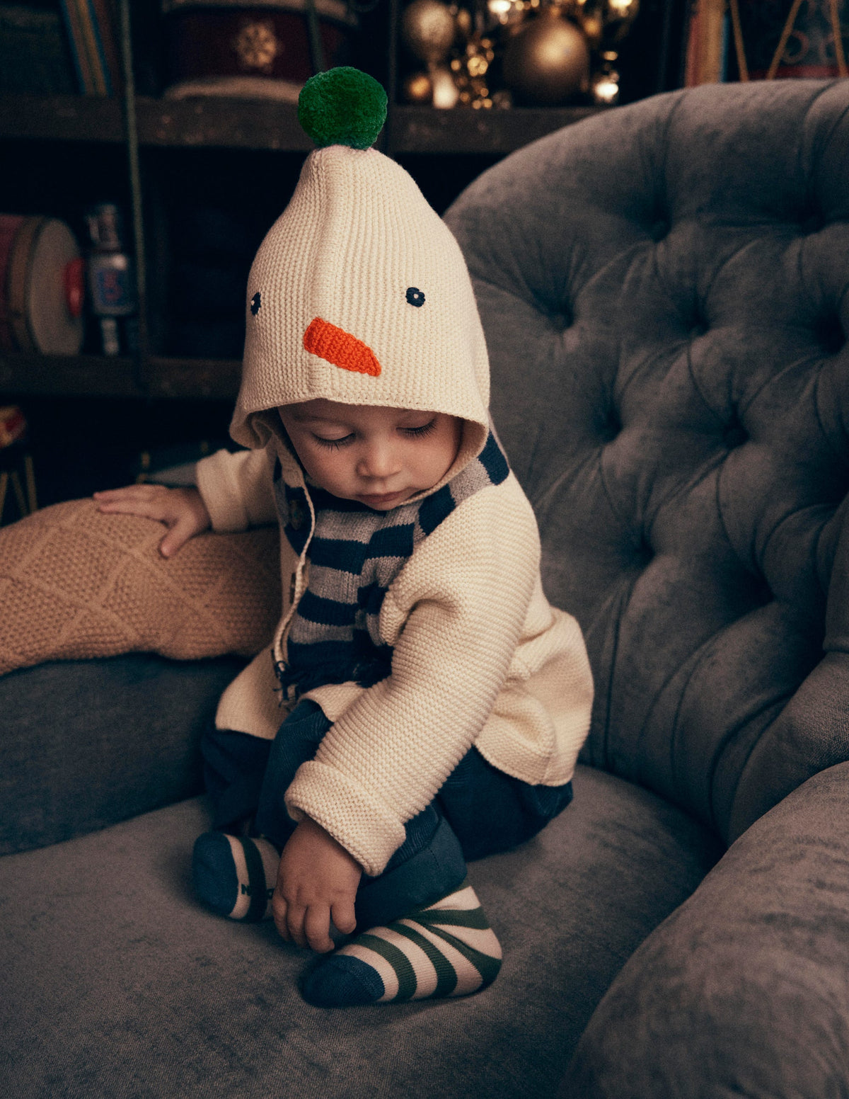 Originelle, gestrickte Baumwolljacke-Schneemann - Image 4