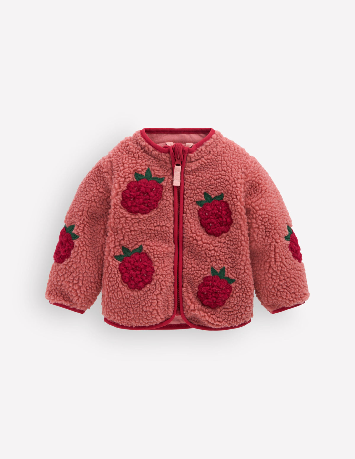 Kuschelige Teddyfell-Jacke-Rosa Brombeer-Applikation-5