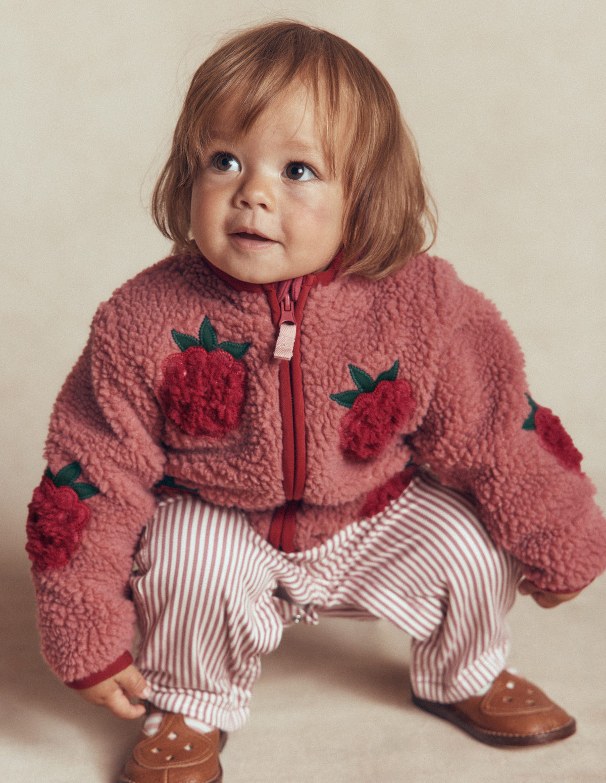 Kuschelige Teddyfell-Jacke-Rosa Brombeer-Applikation-2