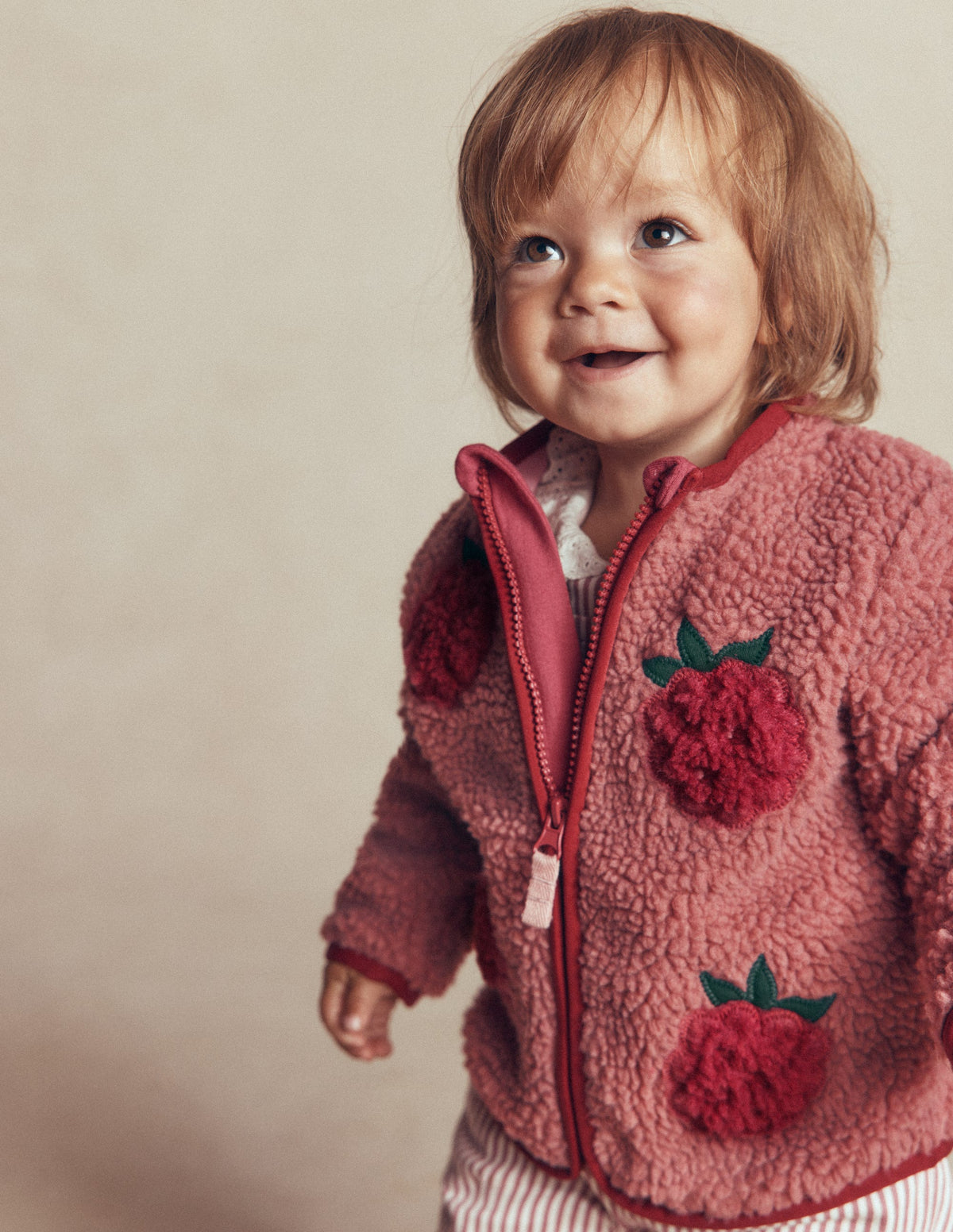 Kuschelige Teddyfell-Jacke-Rosa Brombeer-Applikation - Image 3