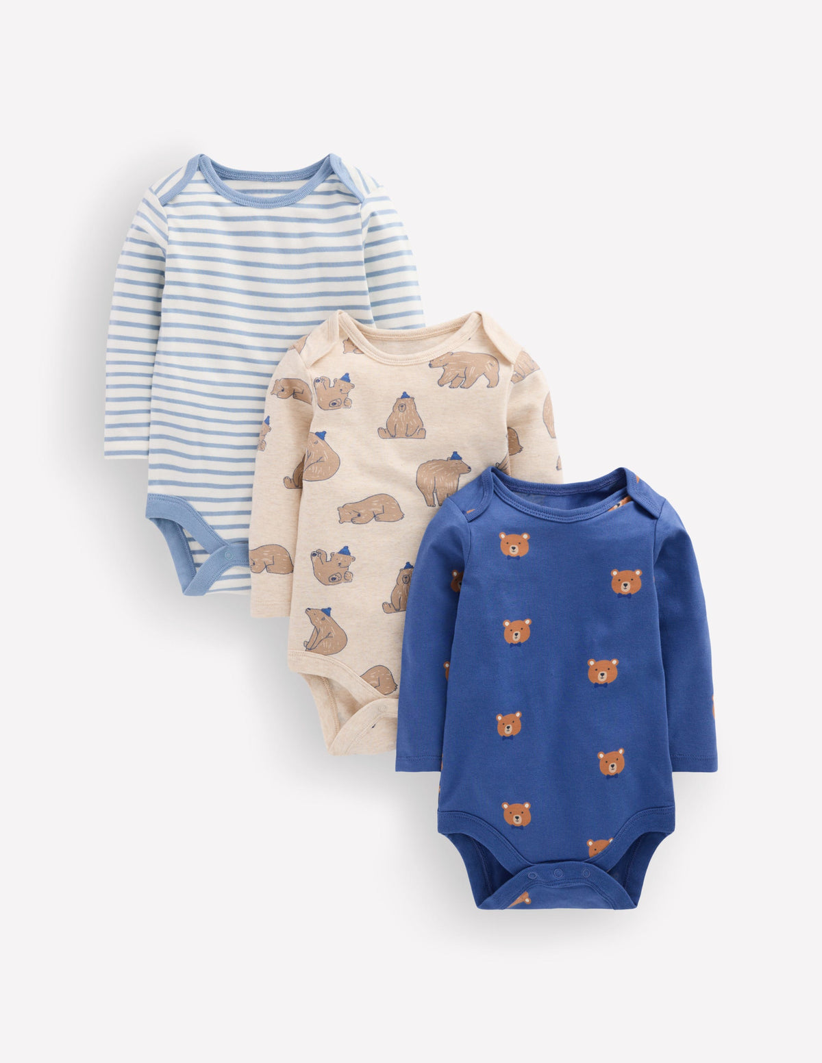 3 bodies en coton-Ours bleu-1