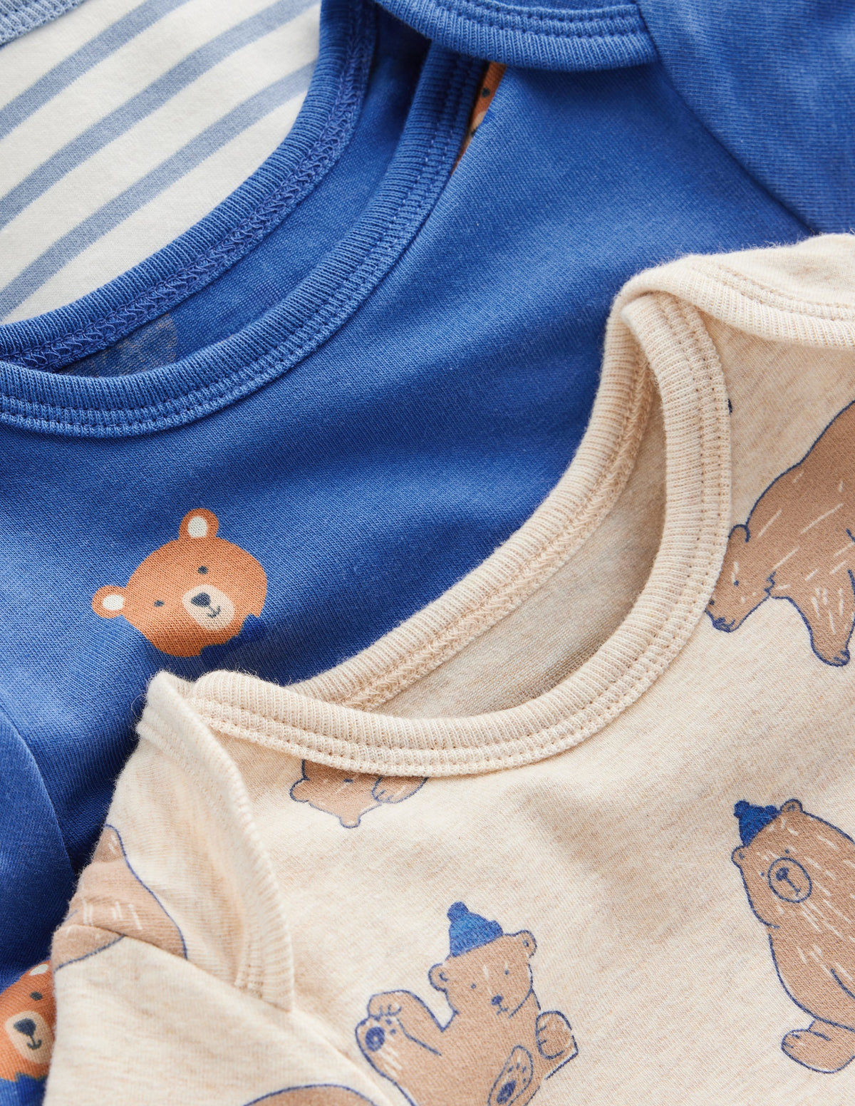 3 bodies en coton-Ours bleu-2