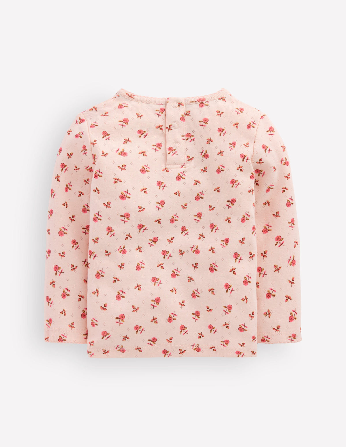 Top en coton et pointelle-Motif petites fleurs rose botanique - Image 3
