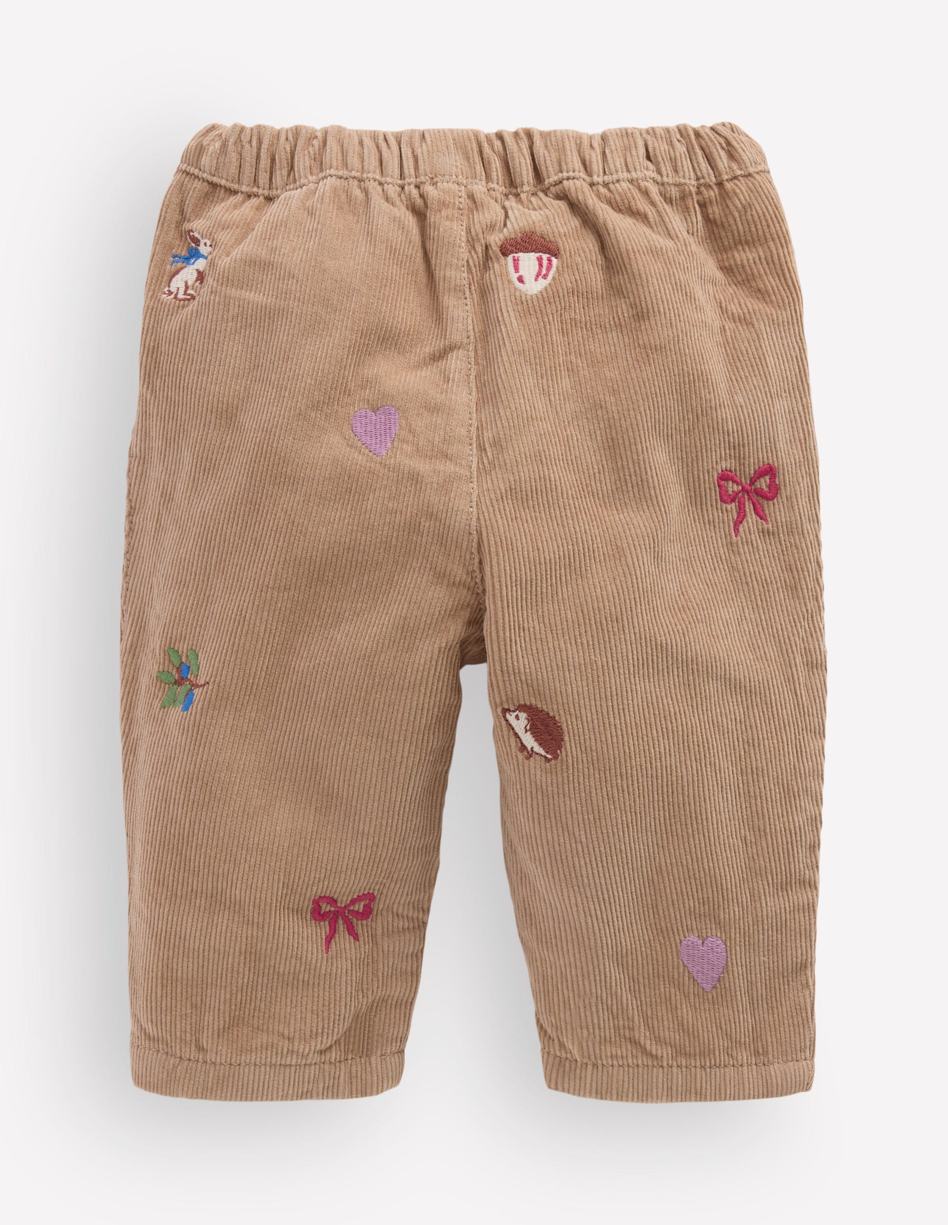 Pantalon en velours côtelé de coton-Taupe brodé-2