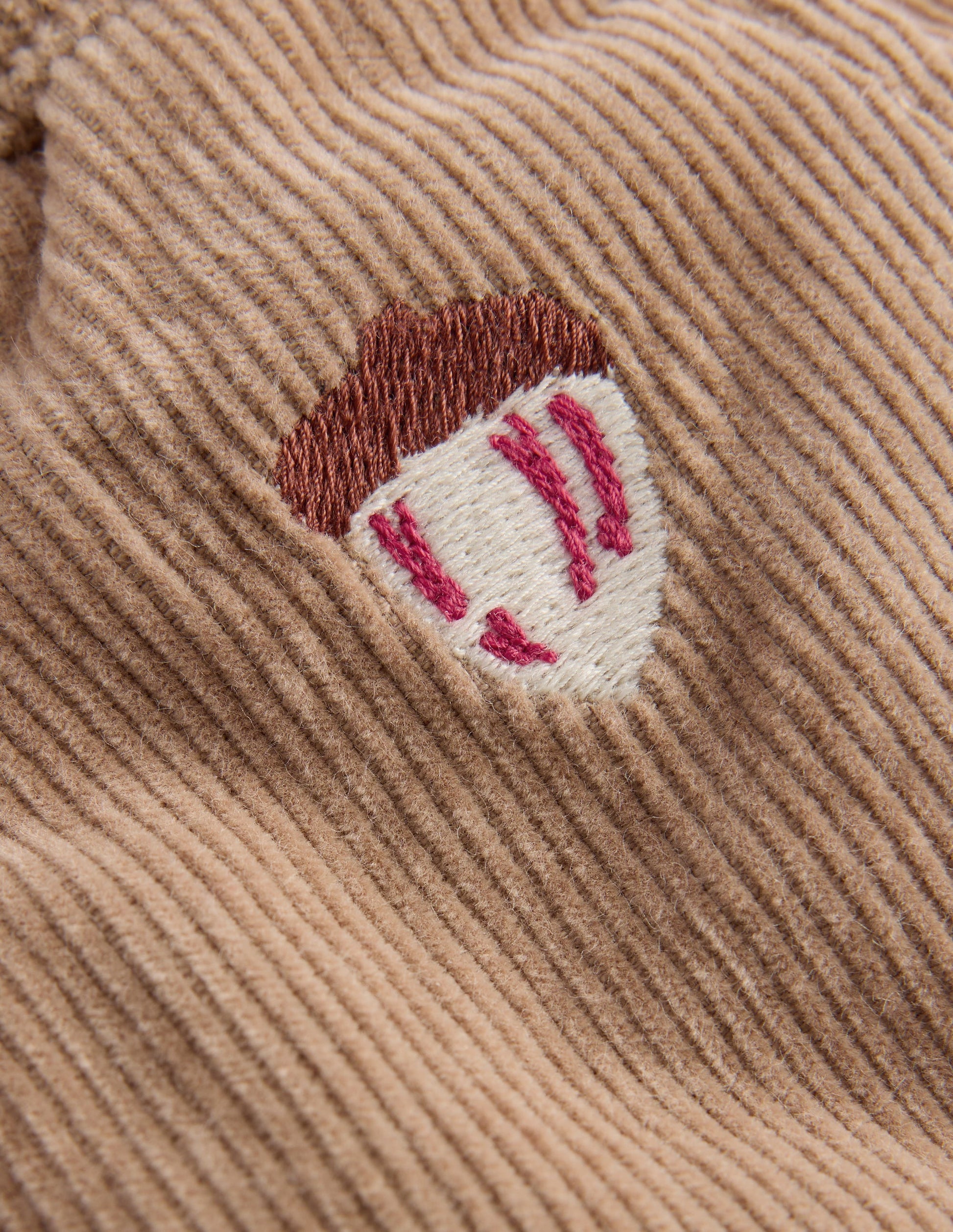 Pantalon en velours côtelé de coton-Taupe brodé-3