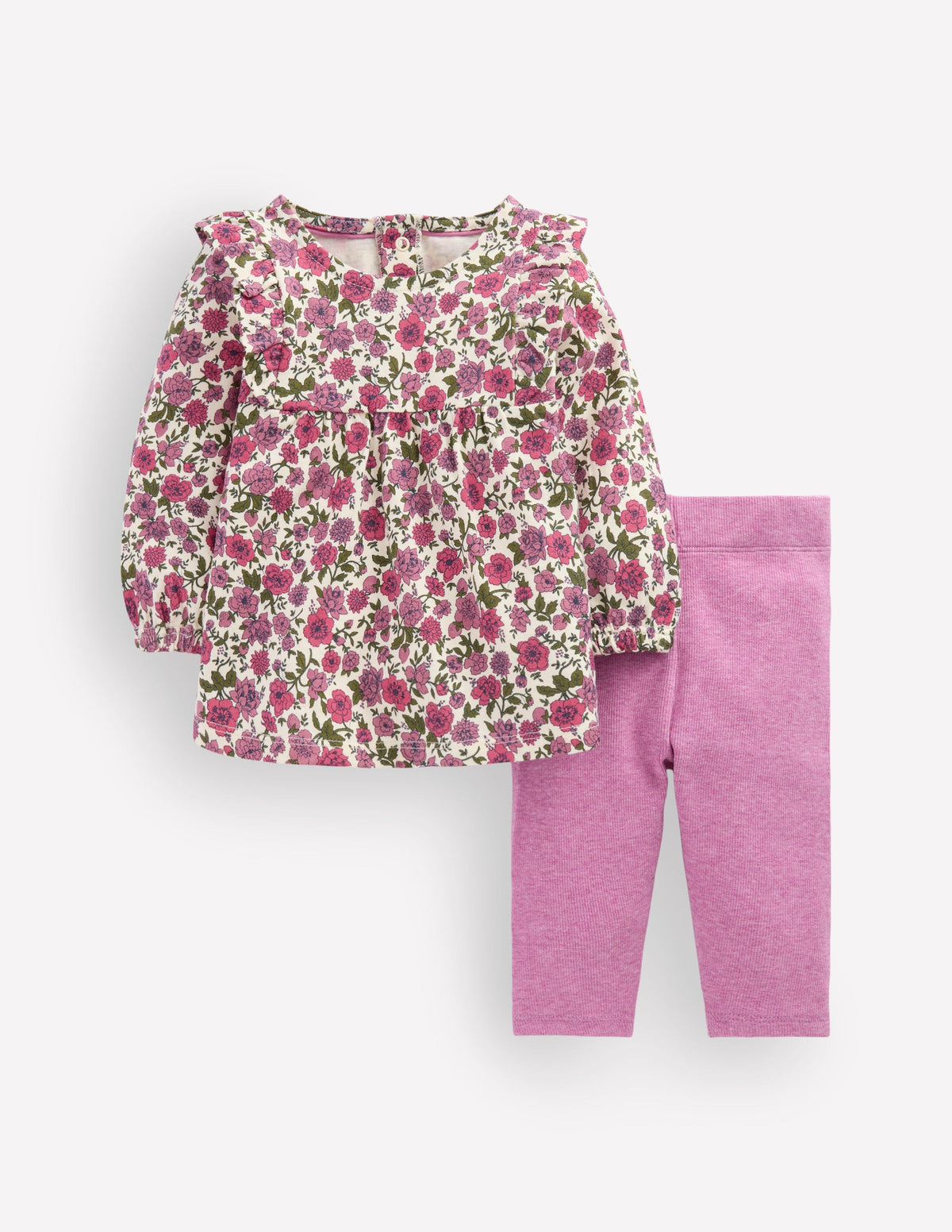Ensemble avec tunique en jersey-Lit de fleurs rose vintage - Image 1