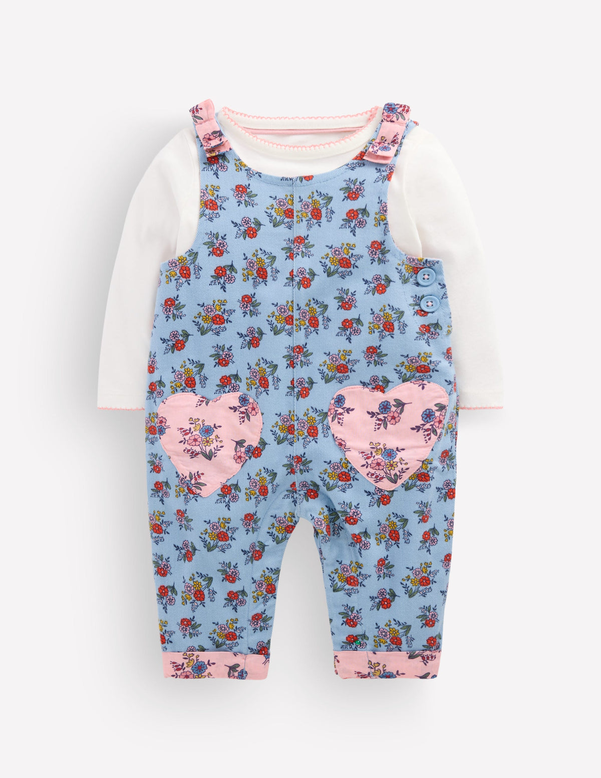 Gewebtes Latzhosen-Set-Blau Sprießender Garten - Image 1