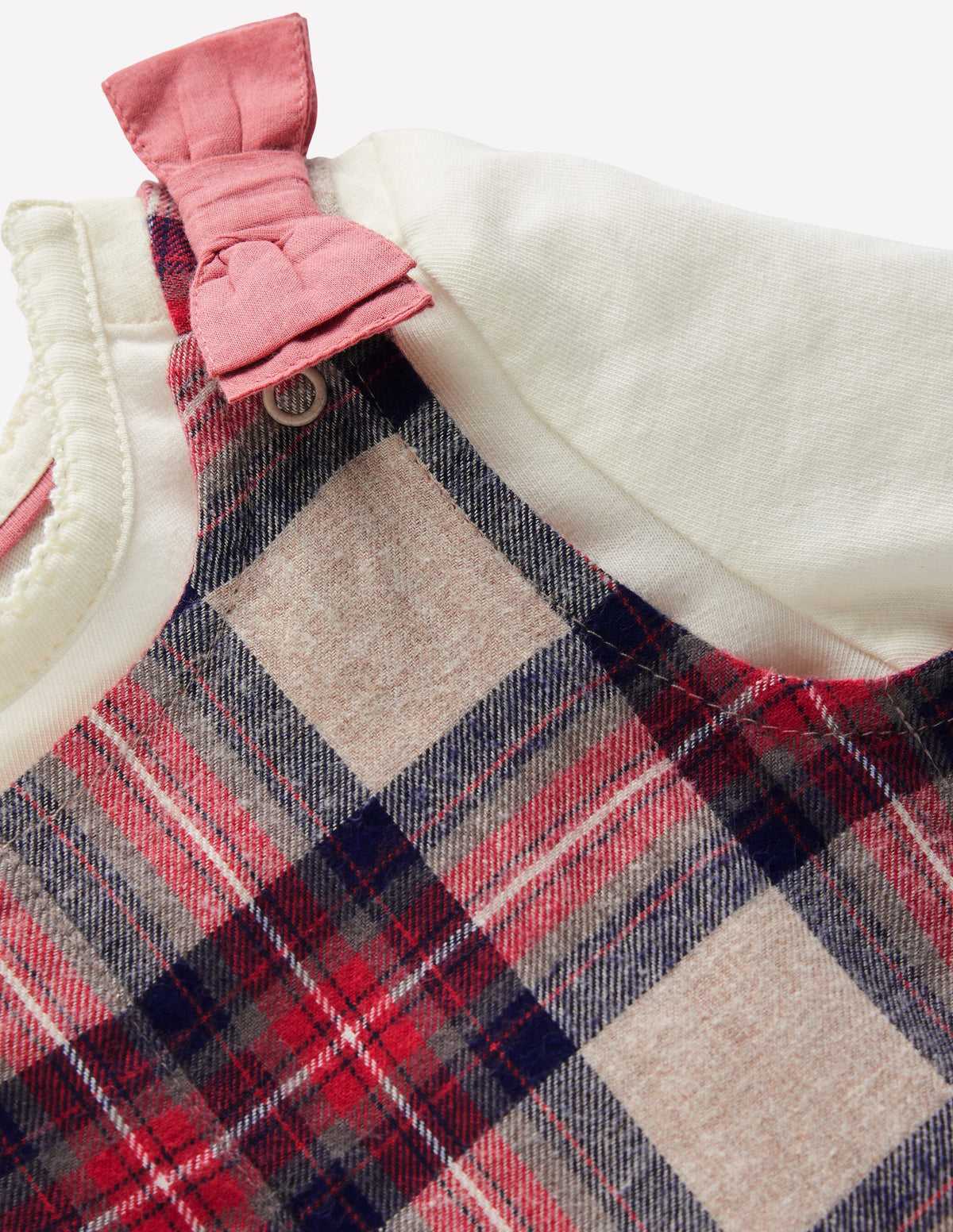Woven Dungarees Set-Oatmeal Check-2