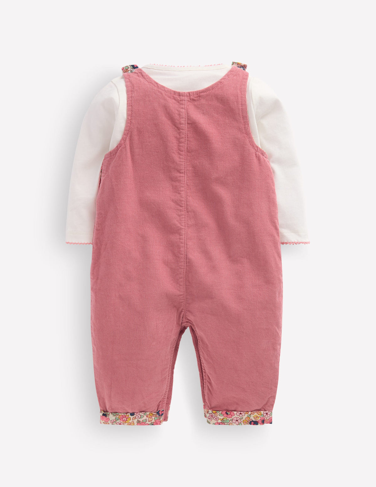 Ensemble avec salopette tissée-Broderie florale rose formica - Image 2