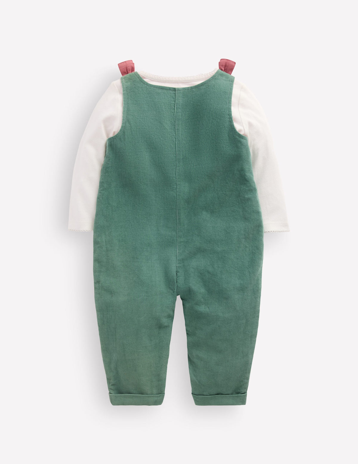 Ensemble avec salopette tissée-Broderie festive vert mélèze-3