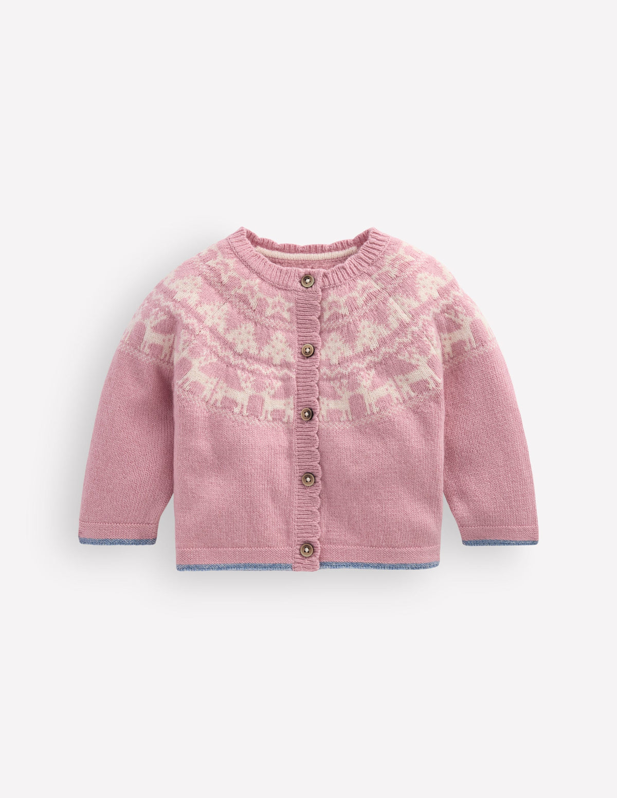 Fair-Isle-Strickjacke-Vintage-Rosa Meliert Festlich - Image 1