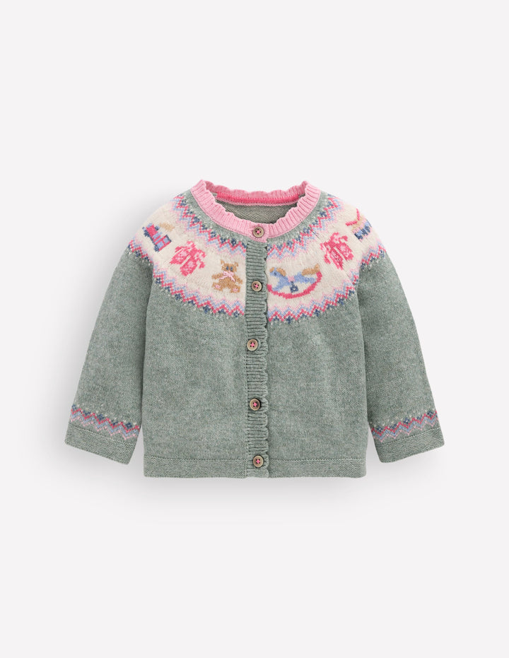 Cardigan à motif jacquard-Bureau de poste polaire vert csarite