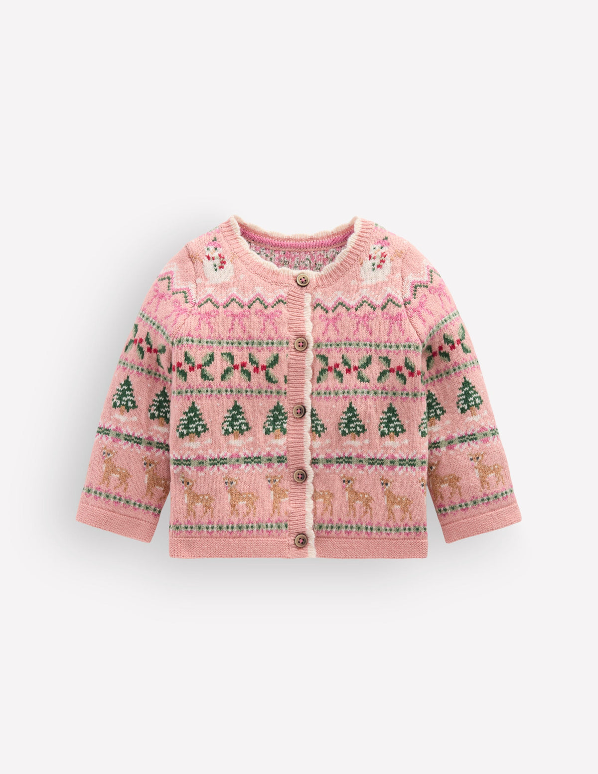 Fair-Isle-Strickjacke-Vintage-Rosa Festlich Fair-Isle-Muster - Image 1