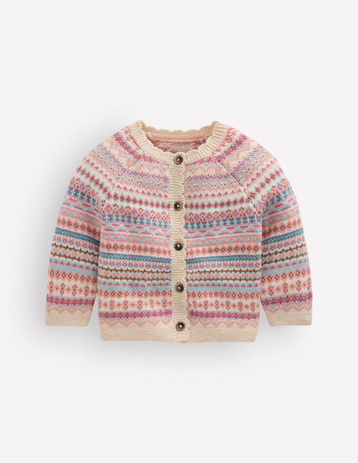 Fair-Isle-Strickjacke-Bunt Sanftes Fair-Isle