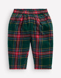Pantalon tissé à enfiler-Carreaux verts/rouges