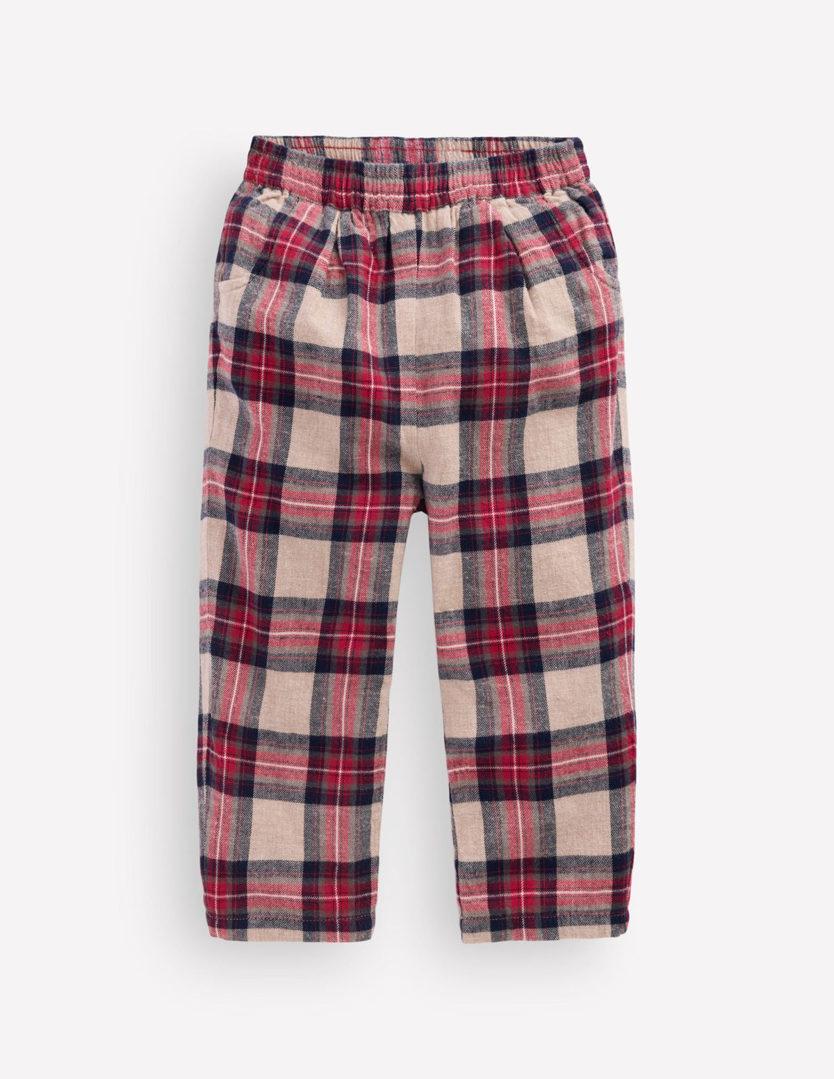Woven Pull-on Trousers-Oatmeal Check - Image 5