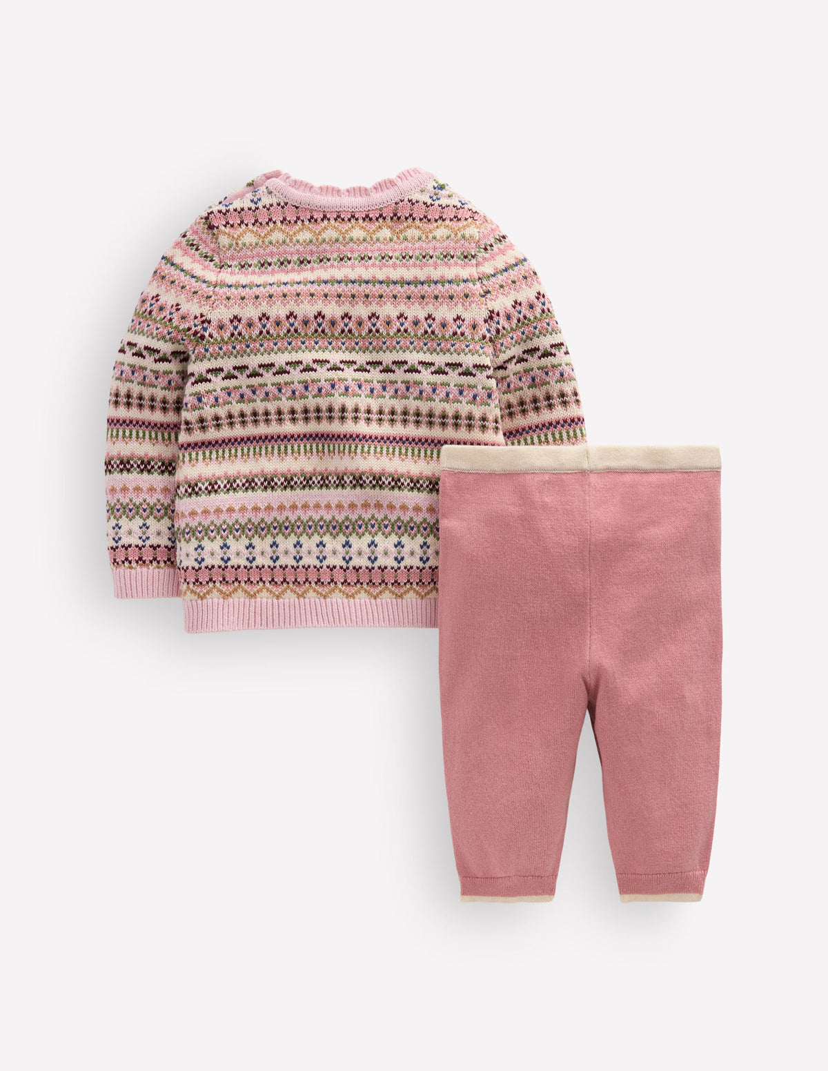 Ensemble avec pull en maille motif jacquard-Bruyère rose - Image 2