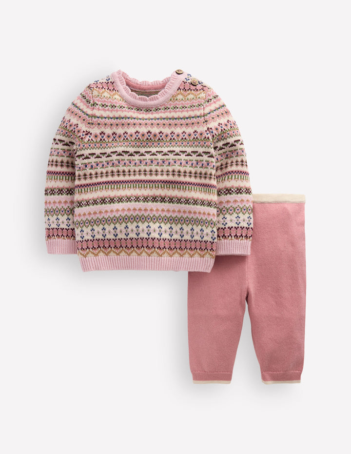 Fair-Isle-Strickpullover-Set-Rosa Heide