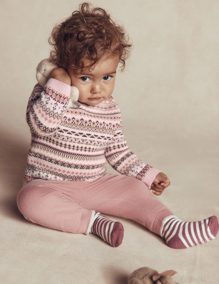 Fair-Isle-Strickpullover-Set-Rosa Heide