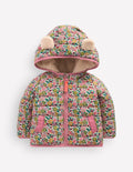 Pufferjacke mit kuscheligem Futter-Papyrus Himbeer Blumenmuster