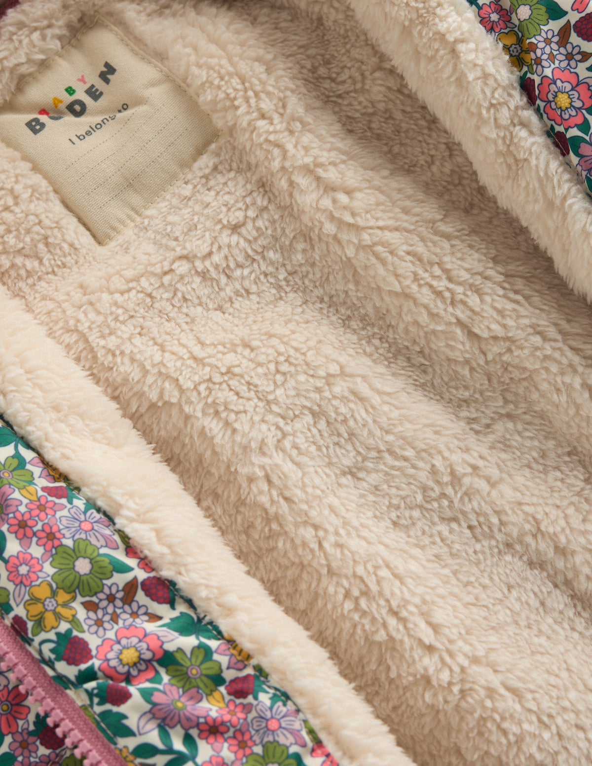 Pufferjacke mit kuscheligem Futter-Papyrus Himbeer Blumenmuster - Image 2