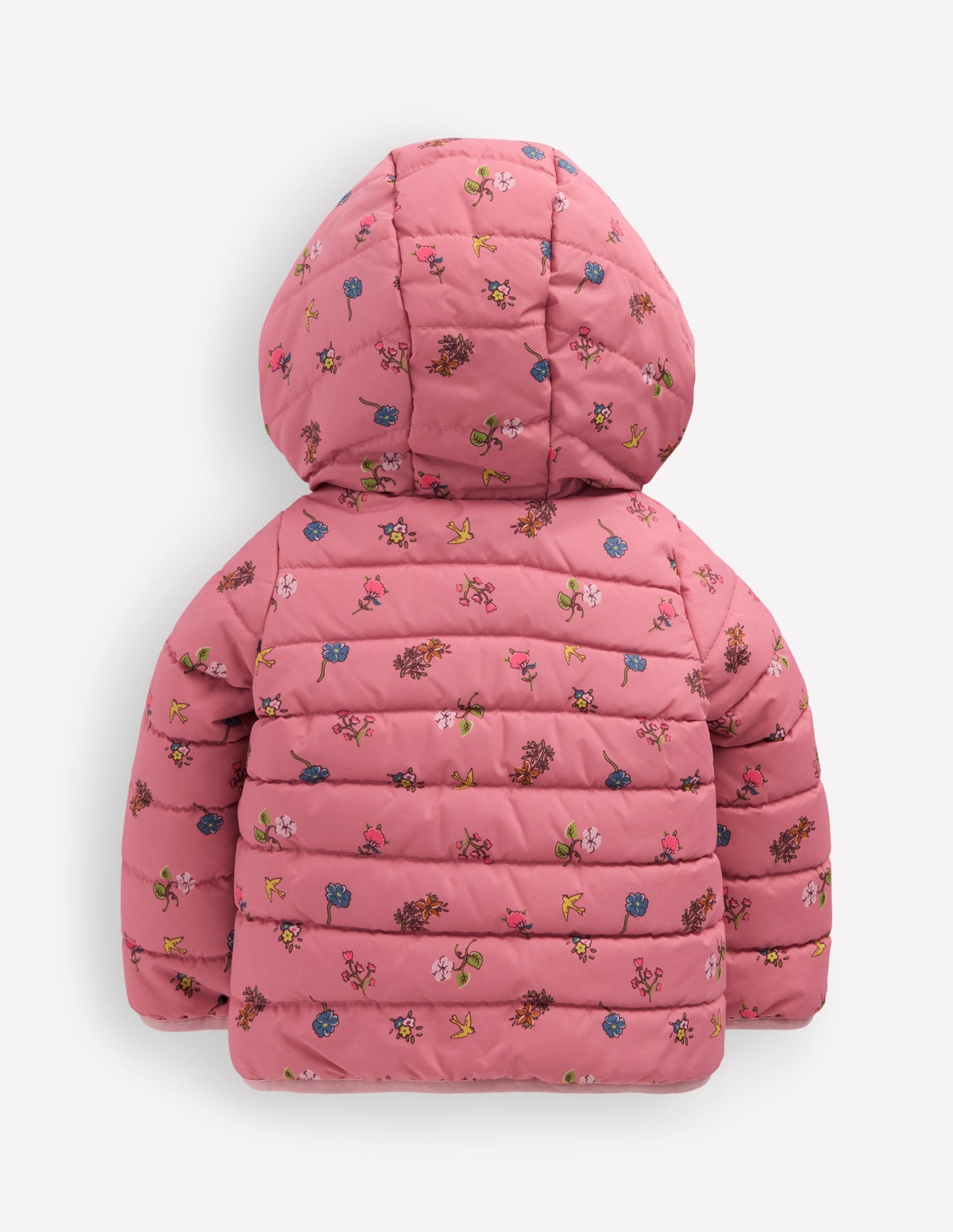 Doudoune doublée cosy-Motif fleurs espacées rose-3