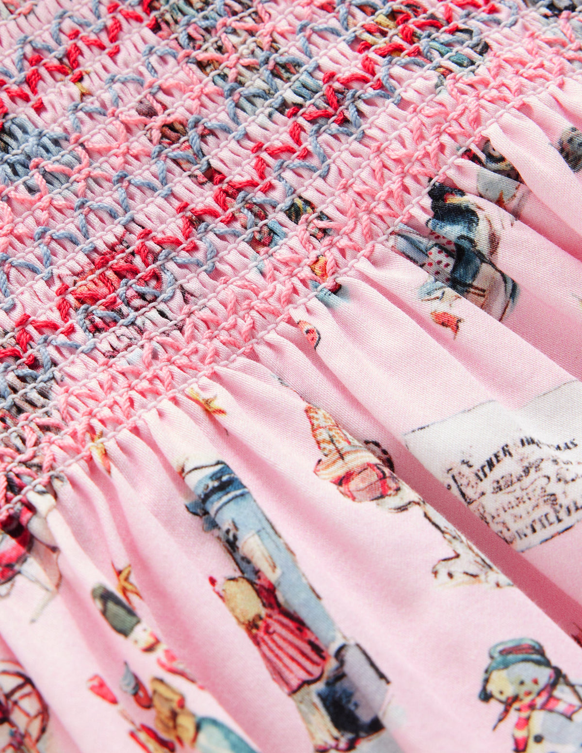 Jolie robe à smocks-Bureau de poste polaire rose - Image 2
