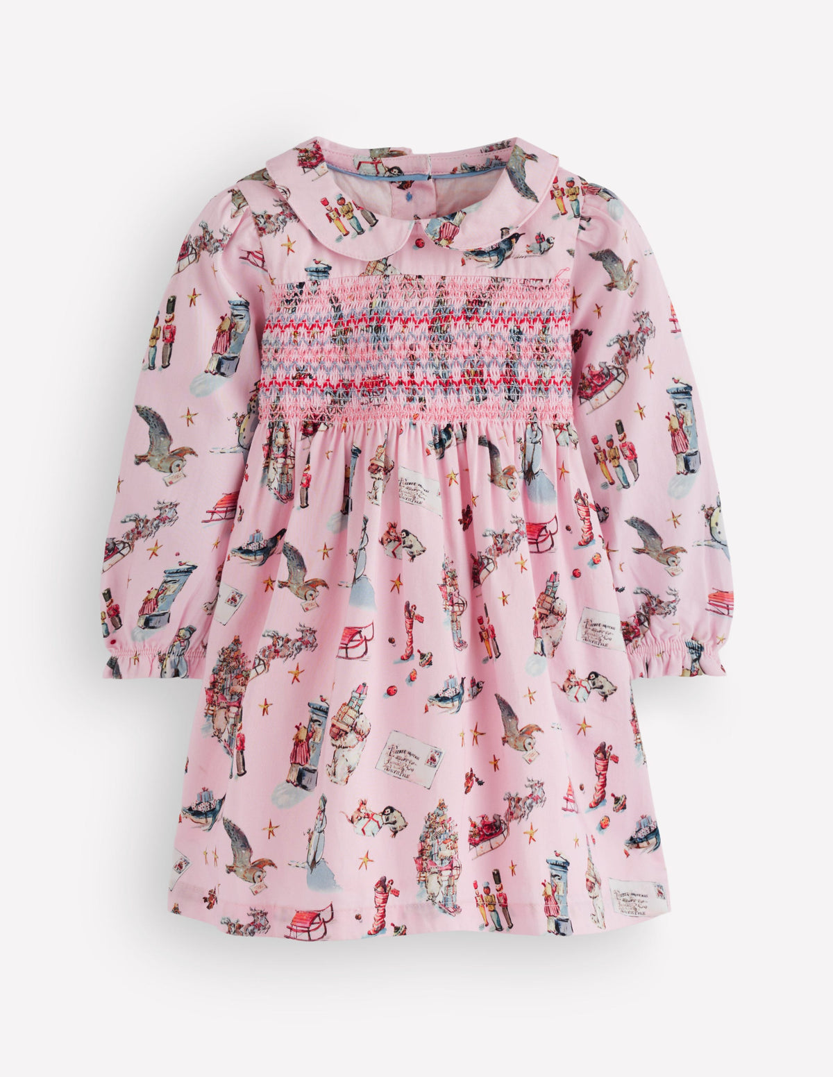 Jolie robe à smocks-Bureau de poste polaire rose - Image 3