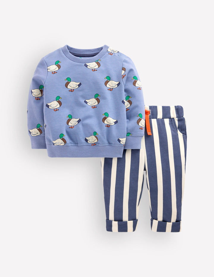 Ensemble avec sweat et rayures-Canards bleu français