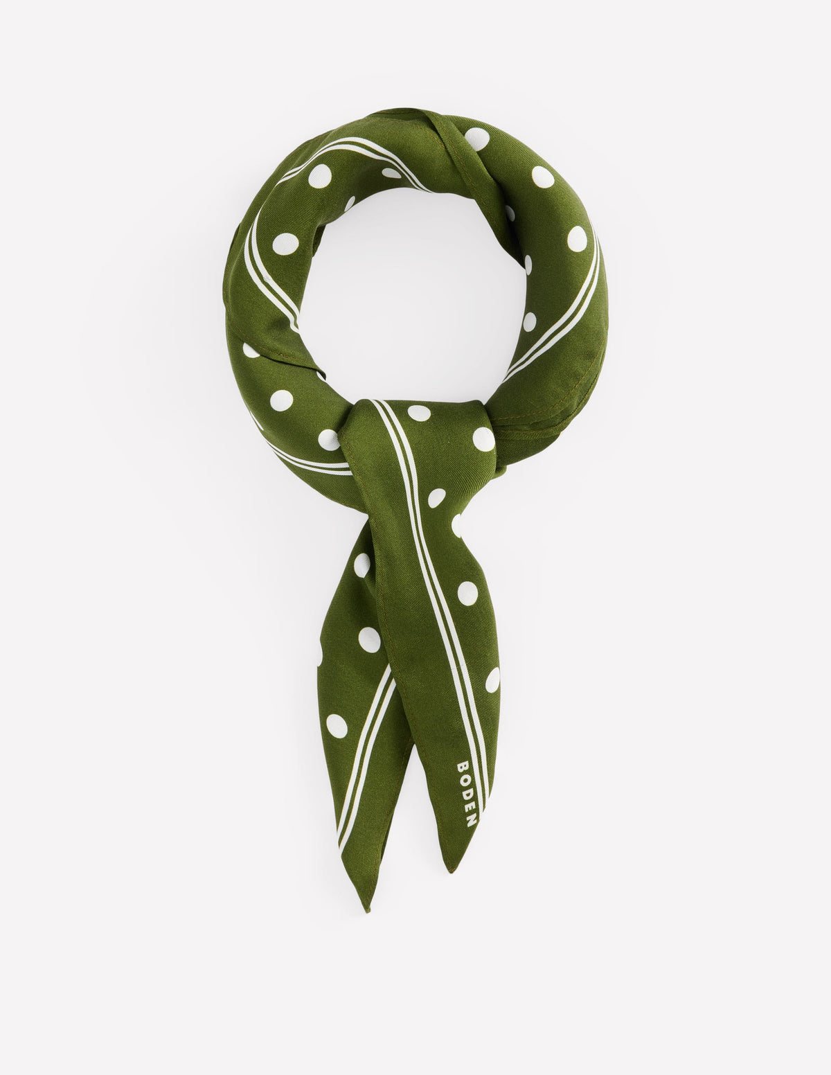 Elisabeth Silk Square Scarf-Forest Green, Spot - Image 1