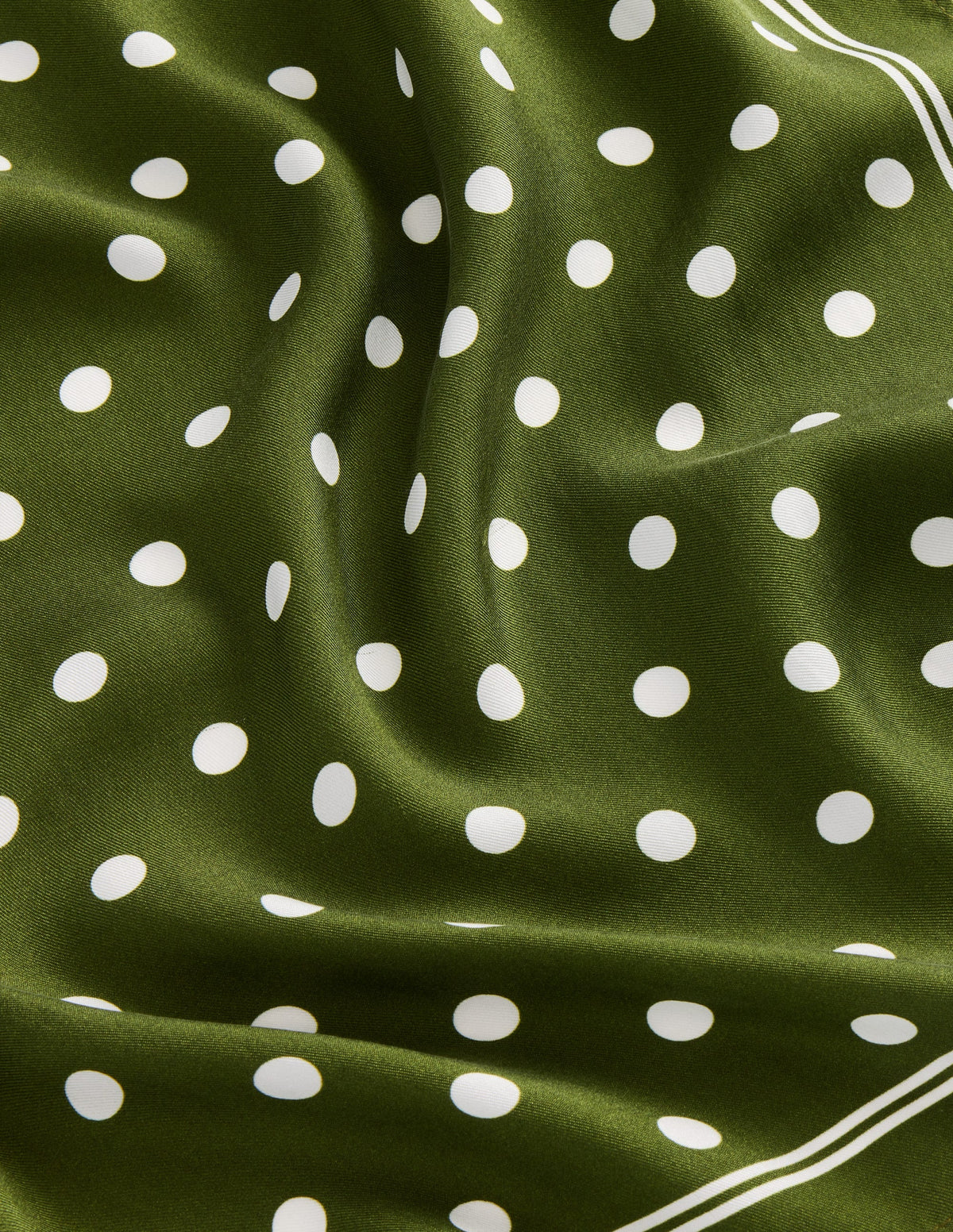 Elisabeth Silk Square Scarf-Forest Green, Spot - Image 3