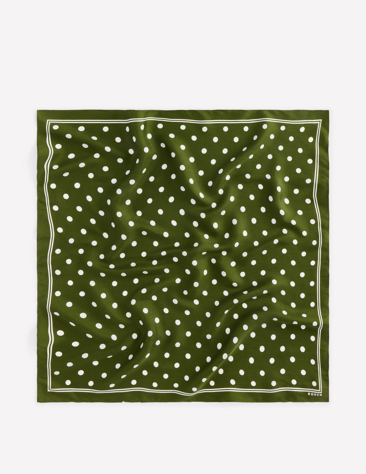 Elisabeth Silk Square Scarf-Forest Green, Spot - Image 4